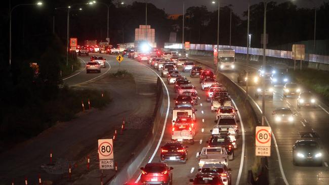 . How it feels to sit in peak-hour traffic on the M1 while works are underway. 9 June 2022 Gold Coast Picture by Richard Gosling