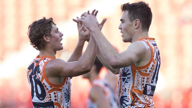 Jeremy Cameron kicked five goals and had 20 disposals for the Giants. Picture: AAP Image/Craig Golding.