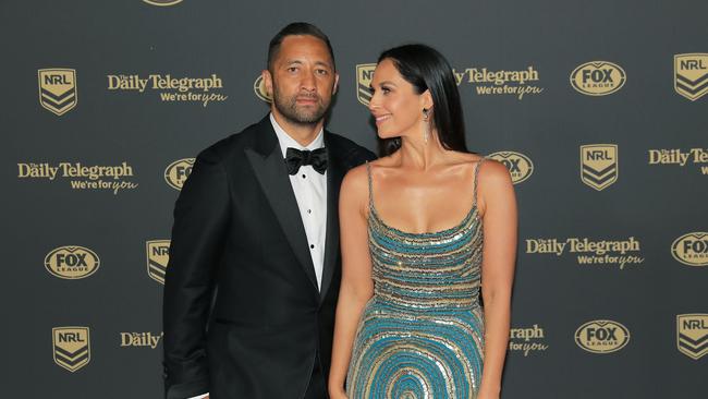 Benji Marshall of the Wests Tigers and wife Zoe Marshall. Photo by Mark Evans/Getty Images.