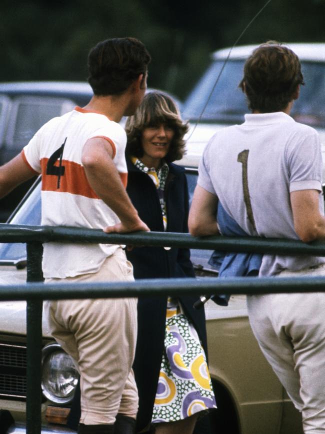 A young Prince Charles chats to Camilla Parker-Bowles at a polo match. Picture: Getty Images.