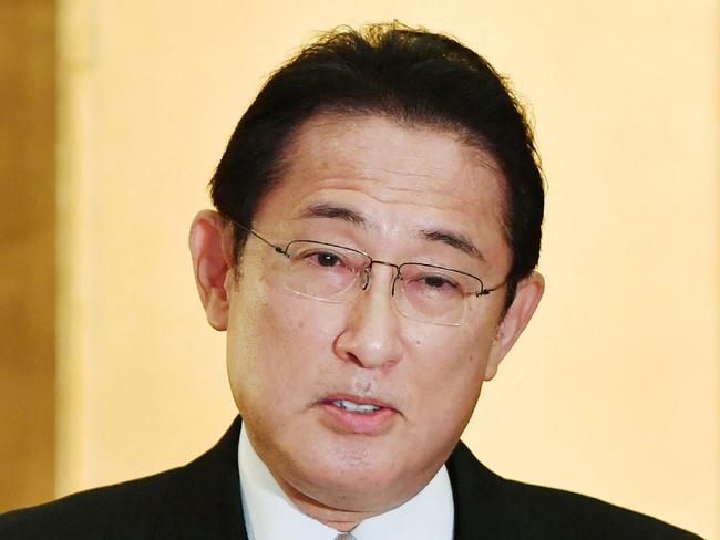 Japanese Prime Minister Fumio Kishida speaks during his New Year press conference after visiting the Ise Grand Shrine in Ise, Mie prefecture on January 4, 2022. (Photo by JAPAN POOL / JIJI PRESS / AFP) / Japan OUT