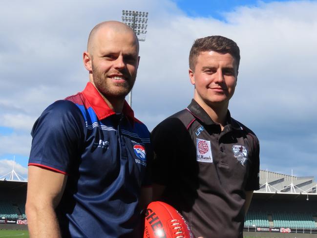 South Launceston assistant coach Jay Blackberry and Hillwood vice captain Mack Blazely are ready to battle for an NTFA premier grand final spot this Saturday. Picture: Jon Tuxworth