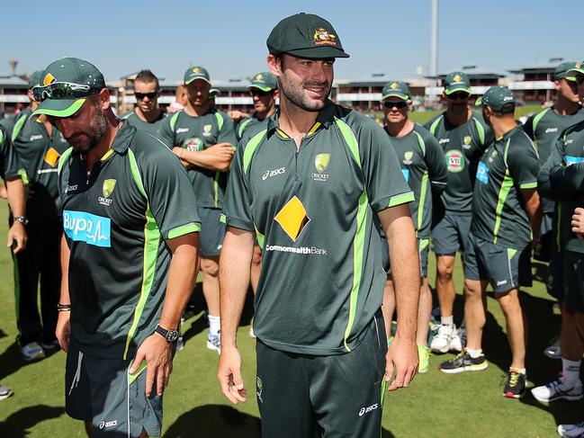 Alex Doolan receives his Baggy Green on February 12, 2014. Picture: Morne de Klerk/Getty Images