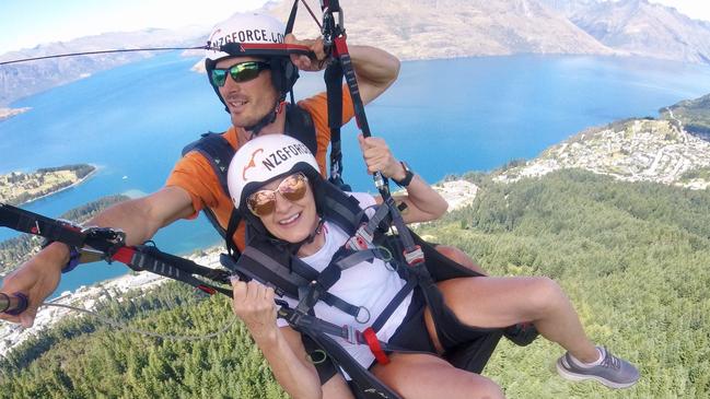 Niki Vincent paragliding over Queenstown during a holiday in February.