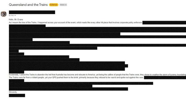 The email revealed that ‘Don’ offered the Trains asylum in the US, citing their opposition to Covid-19 vaccine mandates and their perceived persecution for their views.