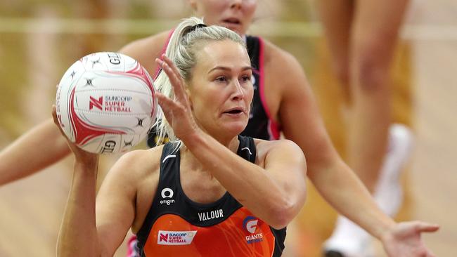 ADELAIDE, AUSTRALIA - APRIL 03: Chelsea Pitman of the Giants during the round two Super Netball match between Adelaide Thunderbirds and GWS Giants at netball SA Stadium, on April 03, 2022, in Adelaide, Australia. (Photo by Sarah Reed/Getty Images)