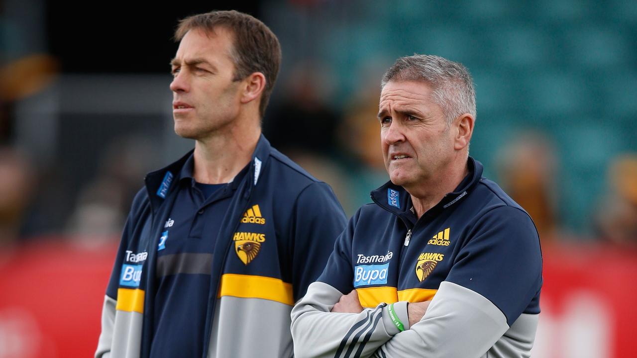 Alastair Clarkson and Chris Fagan. Picture: Adam Trafford