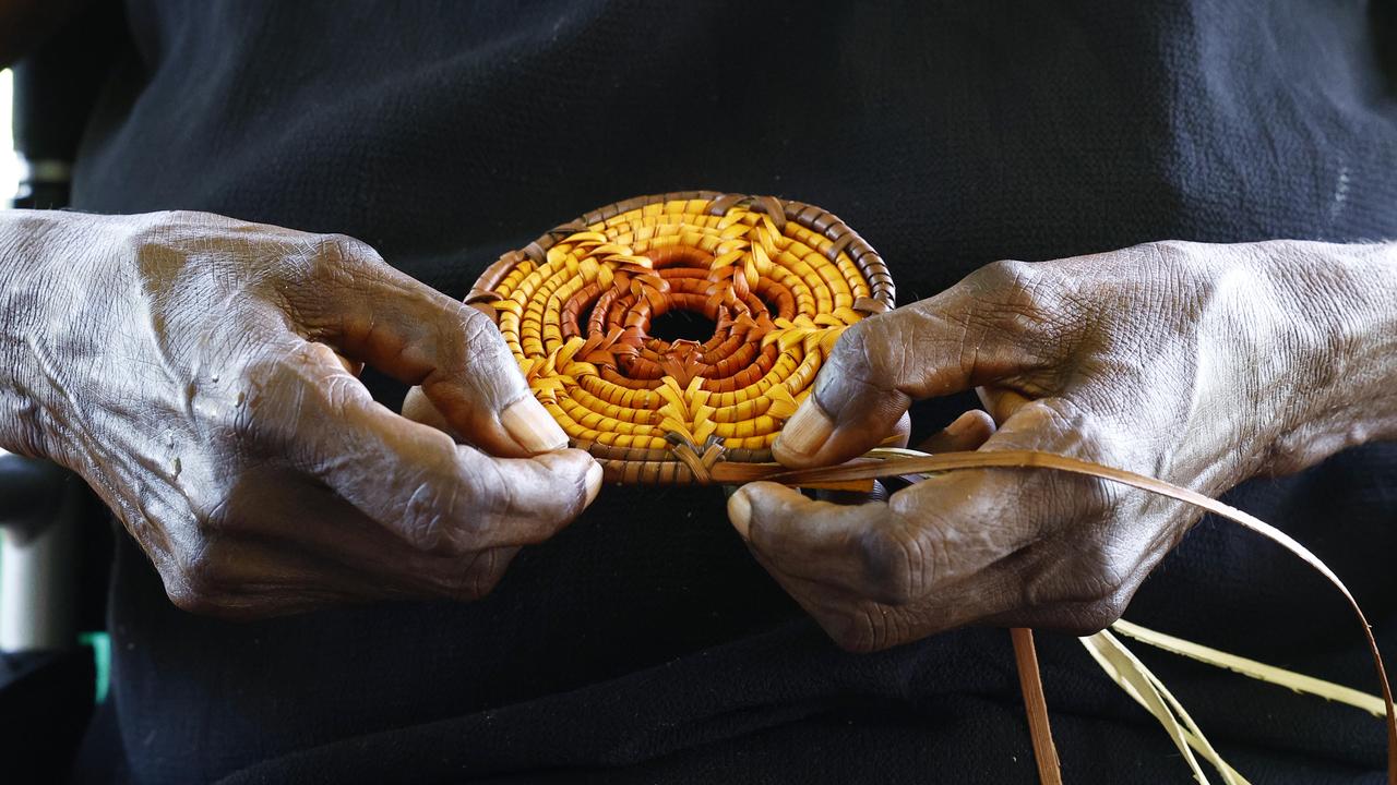 Pandanus weaving in Aurukun, a small Indigenous town on The Gulf of Carpentaria, 800 kilometres north northwest of Cairns on Cape York in Far North Queensland. File photo. Picture: Brendan Radke