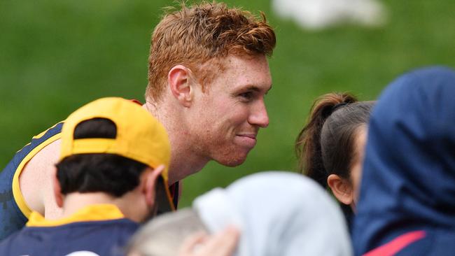 Tom Lynch of the Adelaide Crows during a training session at Adelaide Oval on Wednesday. Picture: AAP Image/David Mariuz