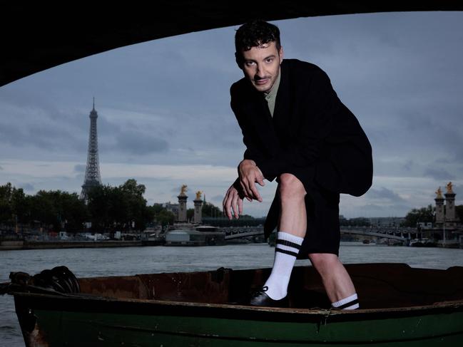 French Artistic Director for the Opening and Closing Ceremonies of the Paris 2024 Olympic and Paralympic Games Thomas Jolly, poses near the River Seine with The Eiffel Tower in the background in Paris,