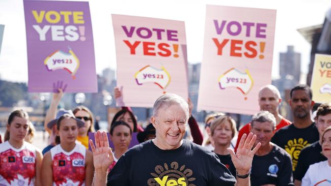 Anthony Albanese holds a press conference for The Voice referendum at the Sydney Opera House. Picture: NCA NewsWire/ Sam Ruttyn