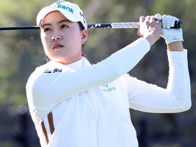 PAJU, SOUTH KOREA - OCTOBER 20: Minjee Lee of Australia hits her tee shot on the 2nd hole during the final round of the BMW Ladies Championship 2024 at Seowon Hills Country Club on October 20, 2024 in Paju, South Korea. (Photo by Chung Sung-Jun/Getty Images)