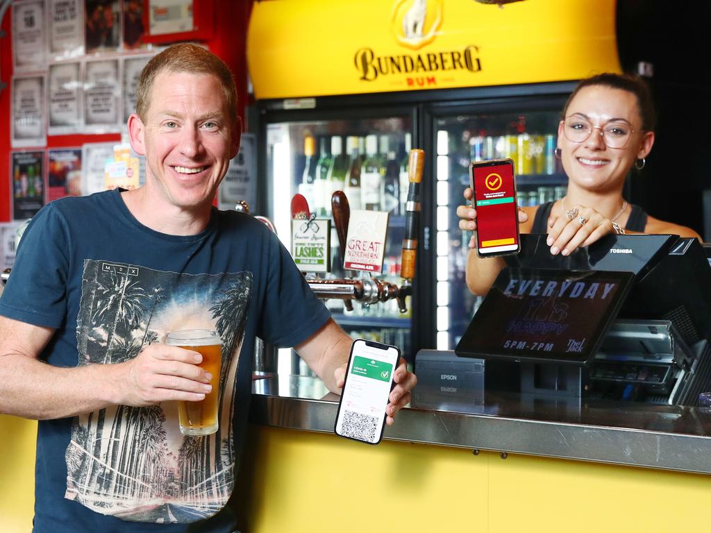 Only double-vaccinated can enter cafes, restaurants and bars in Queensland. Picture: Brendan Radke