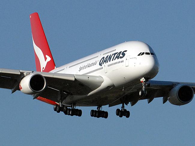 Qantas A380 arrives in Melbourne today, flying over the plane watchers to land at Tullamarine.