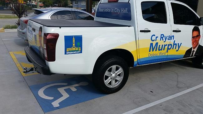 Ryan Murphy’s council vehicle was snapped in the disabled spot at Tingalpa.