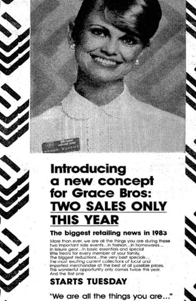 This Grace Brothers ad from 1983 shows how serious our discounting problem has become. Picture: Twitter/@ProfRetail