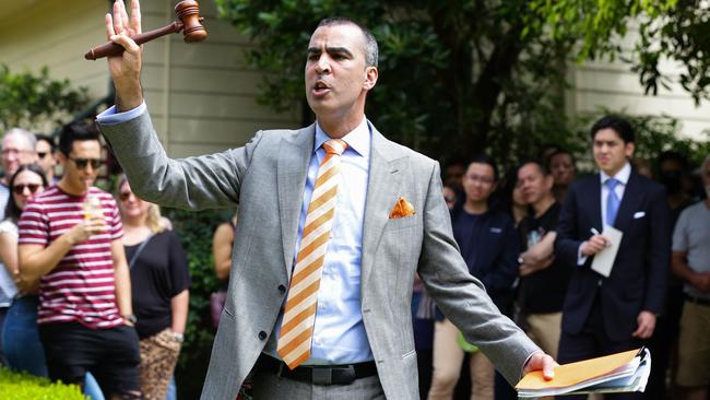 Auctioneer Michael Garofolo in action during a home auction in West Ryde, in Sydney.. Picture: Gaye Gerard