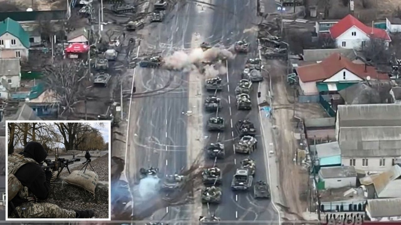 Russian convoy caught in Ukrainian ambush on way to Kyiv | video | The ...