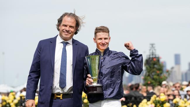 Tom Magnier (pictured with James McDonald) is looking forward to what Storm Boy can do abroad Picture: George Sal