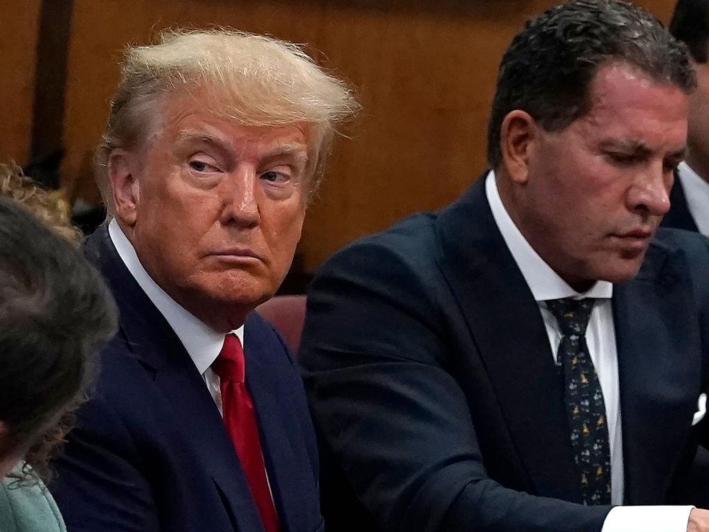 Former US president Donald Trump in the Manhattan Criminal Court in New York. Picture: AFP