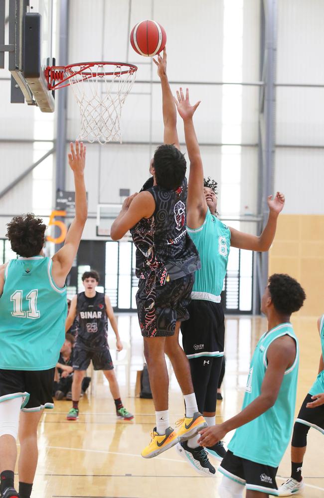 Basketball Queensland First Nations Championships at Coomera. Binar v North (green). Picture Glenn Hampson