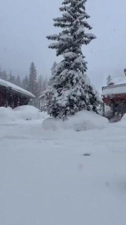 Fresh Snow Falls Over Utah Ski Resort