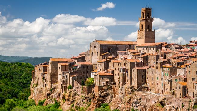 Pitigliano city on the cliff in summer, Italy.