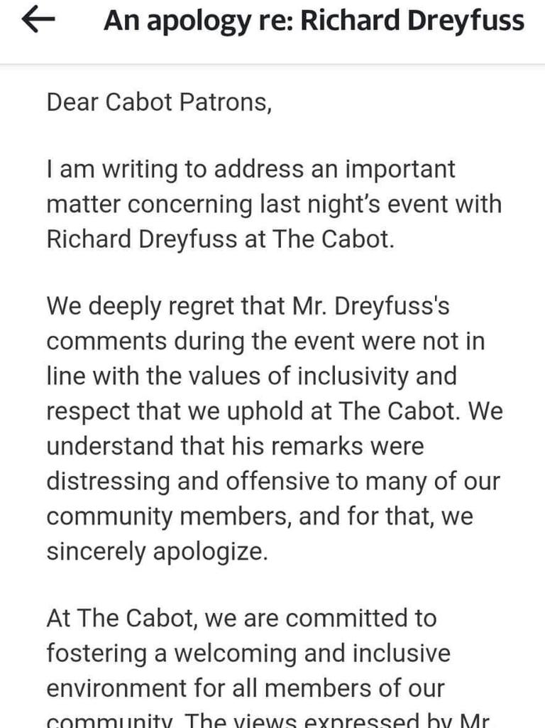 The cinema sent this apology email to those in attendance.