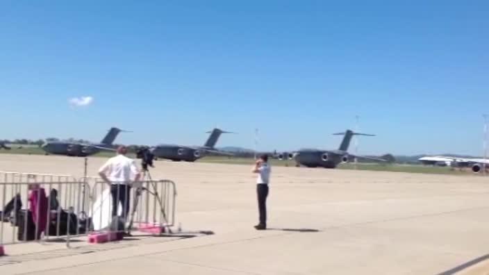 Super Hornets taking off at RAAF base