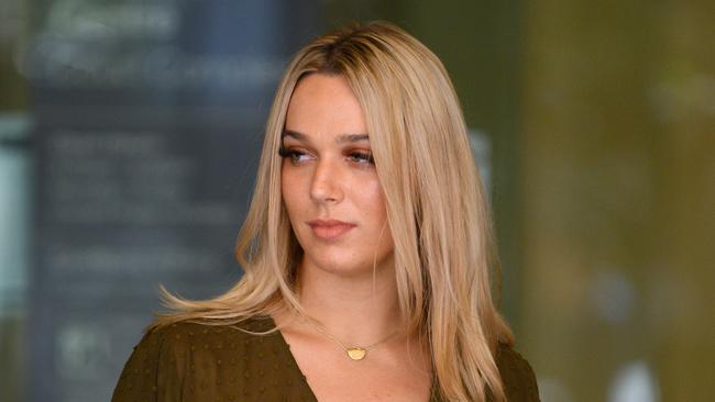 Regan Yerbury leaving the Downing Centre Local Court, in Sydney, Monday, March 2, 2020. (AAP Image/James Gourley)