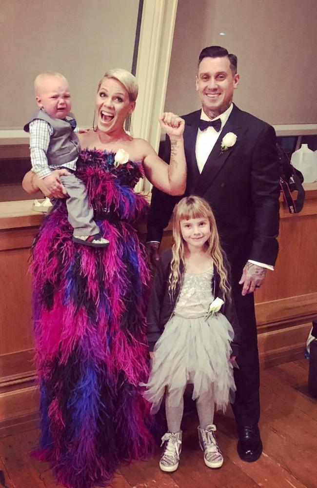 Pink and Carey Hart with their children. Picture: Instagram.