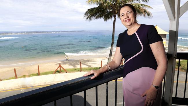 Queensland Premier Annastacia Palaszczuk at Rainbow Bay Surf Club on the Gold Coast. Picture: Scott Powick