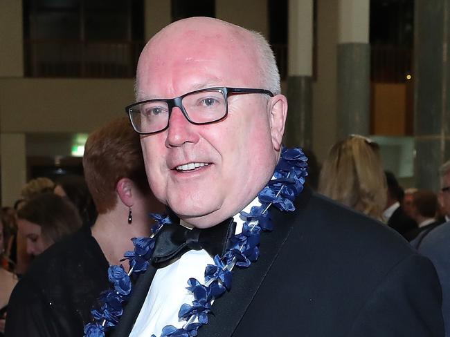 george brandis arrive for the annual Mid-Winter Ball at Parliament House in Canberra. Picture Gary Ramage