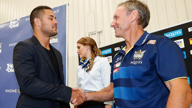 Jarryd Hayne and Neil Henry following Hayne’s decision to join the Titans.