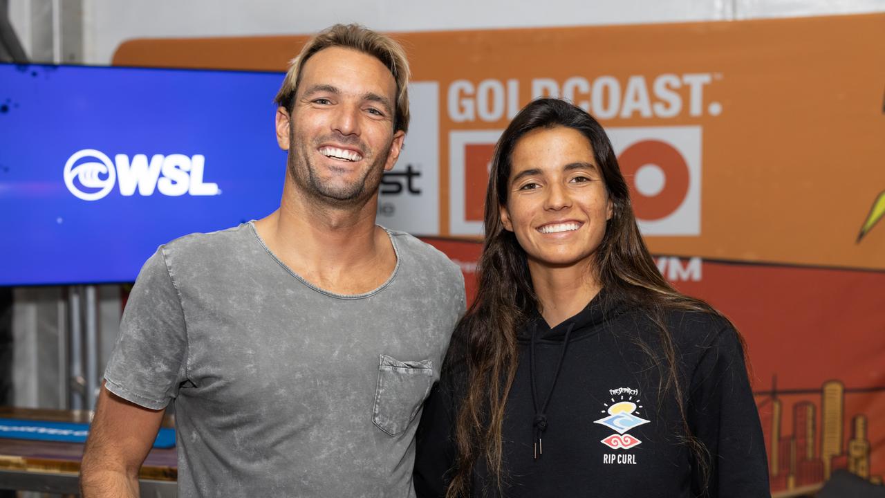 Frederico Morais and Teresa Bonvalot at the Gold Coast Pro surfing contest launch party at Snapper Rocks, for The Pulse. Picture: Celeste Humphrey