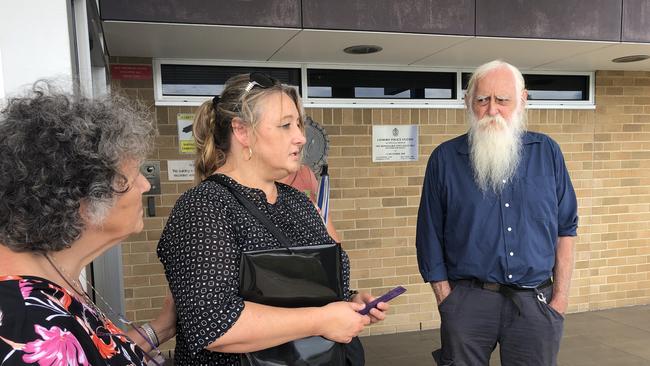 Jesse Vilkelis-Curas' mother Kristina Vilkelis-Curas speaks to media outside the Lismore Courthouse.