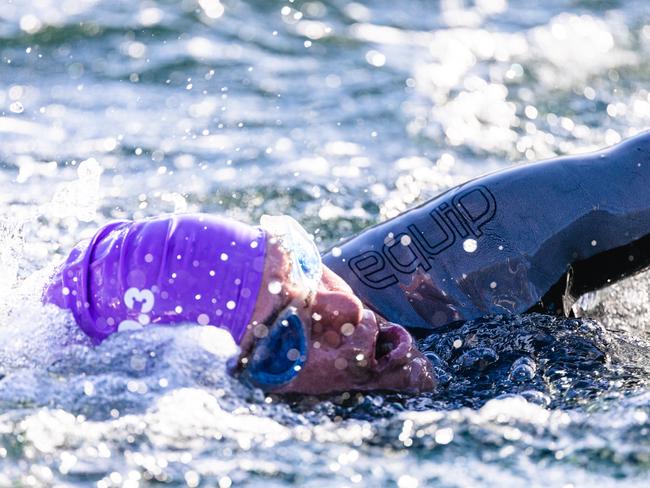 Competitors in the Ironman 70.3 Tasmania in Hobart Picture: Linda Higginson