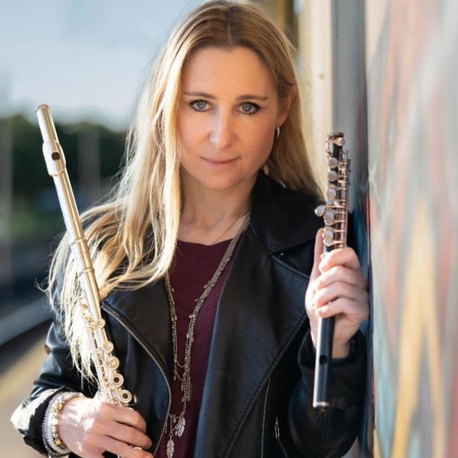 Dr Janelle Colville Fletcher in publicity shots for her Fringe show So Flutatious is the current head of the Tabor Music Department at Tabor College, Adelaide. Picture: Supplied