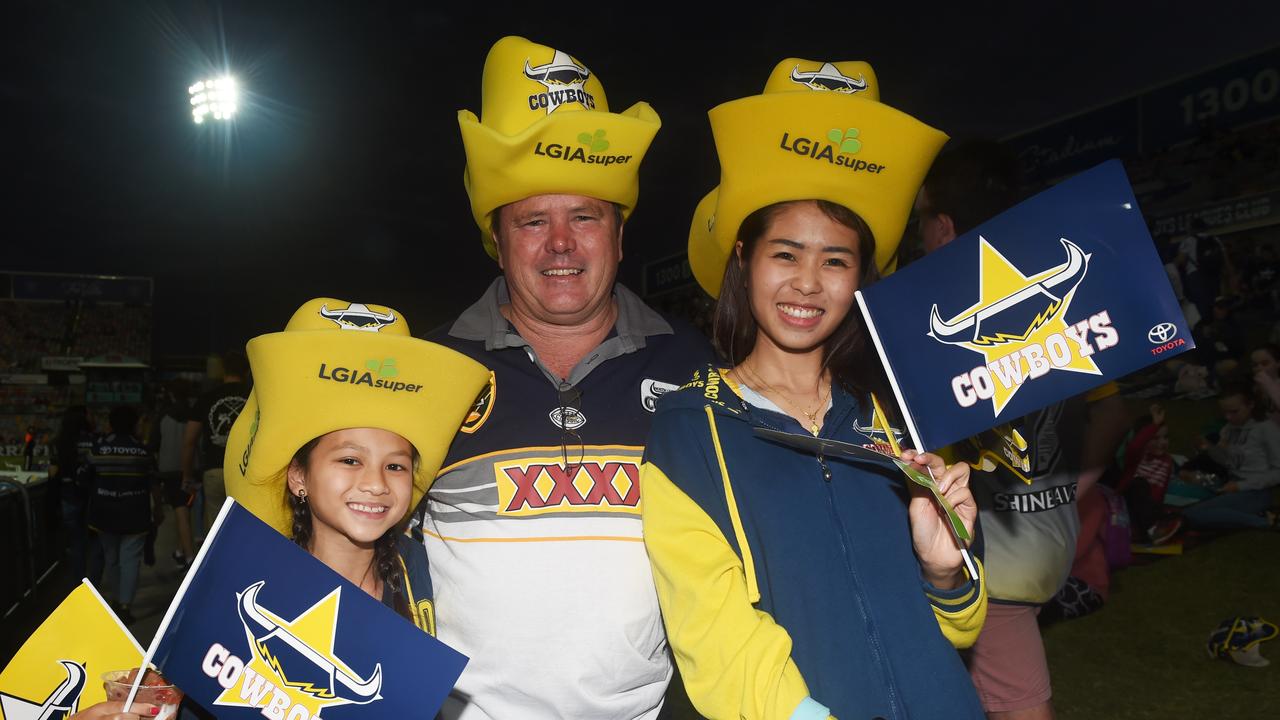 Socials from the North Queensland Cowboys v Parramatta Eels NRL game from 1300 Smiles Stadium. Tenille MacDonald 10, Grant and May MacDonald. Picture: Zak Simmonds