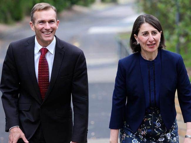 Premier Gladys Berejiklian and Education Minister Rob Stokes. Picture: Peter Lorimer