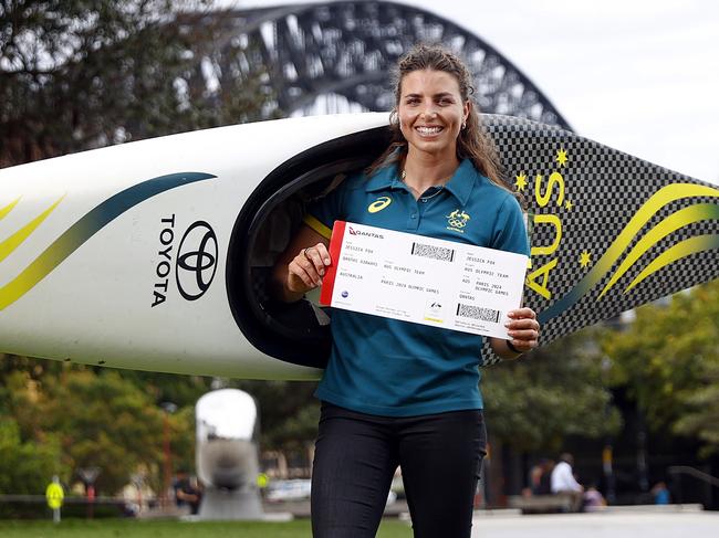 Reigning Olympic champion Jess Fox has been confirmed as the second athlete on Australia’s team for Paris. Picture: Richard Dobson