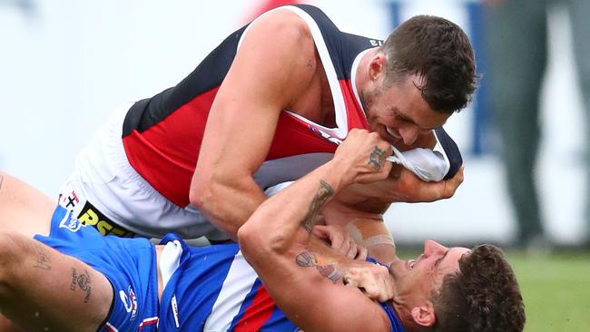 There was a bit of feeling between the Saints and Dogs. Picture: Getty Images 