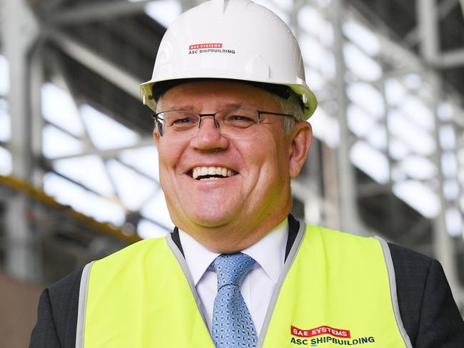 ADELAIDE, AUSTRALIA - NewsWire Photos September 26, 2020: Prime Minister Scott Morrison is seen during a visit to Osborne Naval Shipyards in Adelaide. Picture: NCA NewsWire / David Mariuz. Pool