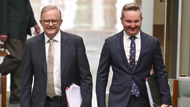 PM Anthony Albanese with minister for destroying our electricity system, Chris Bowen. Picture: NCA NewsWire / Martin Ollman