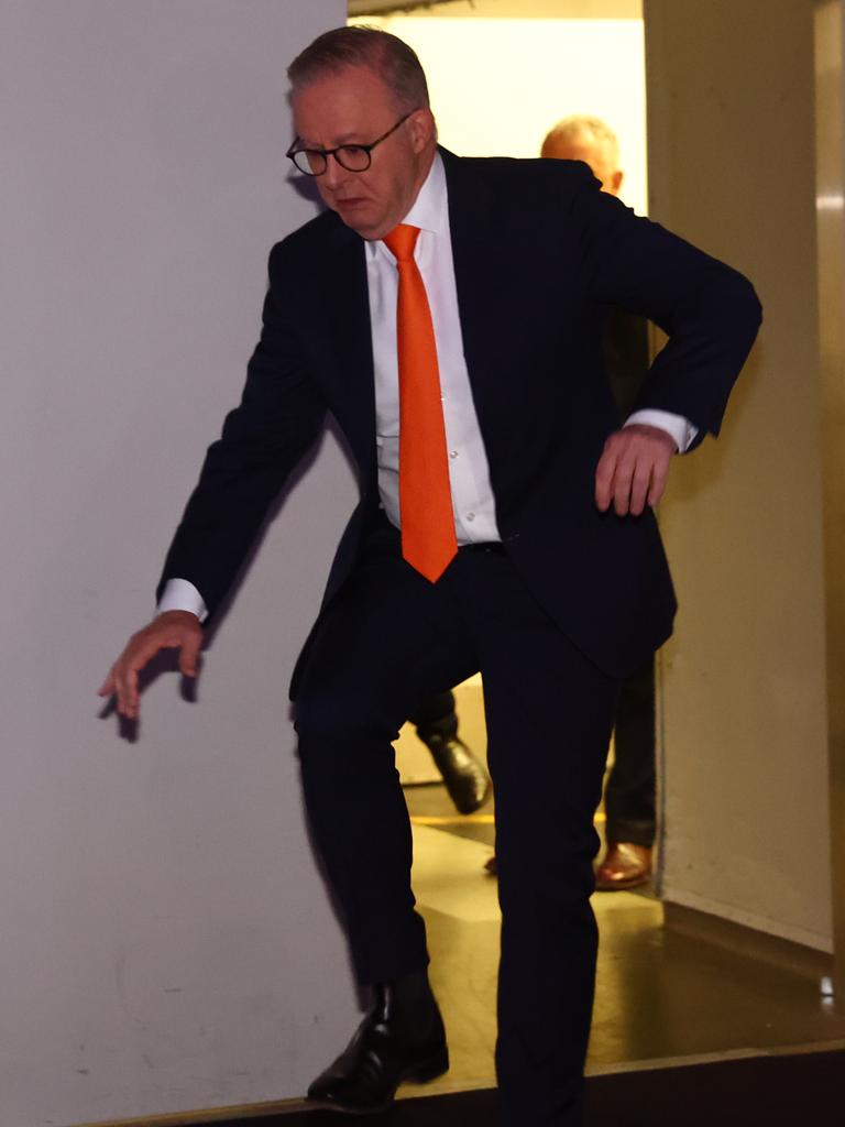 Australian Prime Minister Anthony Albanese on the campaign trail in Western Australia. The PM attended the West Australian Newspapers Leadership Matters Breakfast. Picture: Mark Stewart / NewsWire