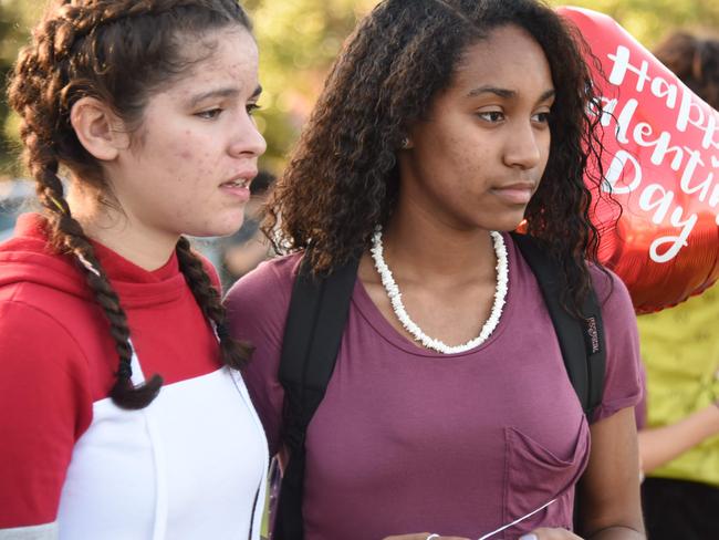 The shooting left terrified students huddling in their classrooms. Picture: AFP PHOTO / Michele Eve Sandberg