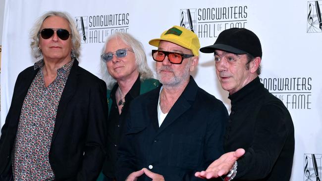 REM band members Peter Buck, Mike Mills, Michael Stipe and Bill Berry at the Songwriters Hall of Fame 2024 induction and awards gala in New York City on Thursday. Picture: AFP