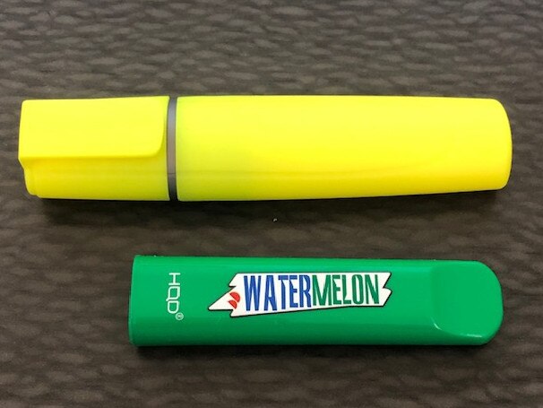 A vape compared with a highlighter pen. Picture: Instagram