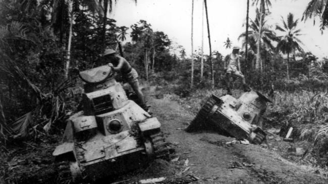 Australian soldiers during the battle at Milne Bay.