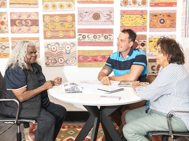 Yipirinya School principal Gavin Morris with vice principals Bess Price, left, and Angela Ross, right. Picture: Nico Liengme